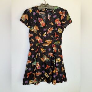Dangerfield Dinosaur‎ Print Dress AU 12  Jurassic Lost World Rockabilly Cotton